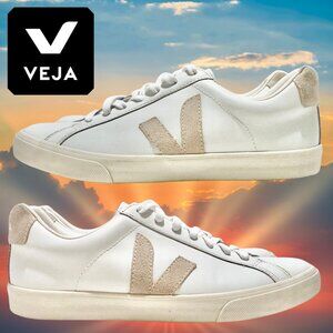 VEJA Esplar Bicolor Leather Low-Top Sneakers Extra White Sable MSRP $150 Sz 9